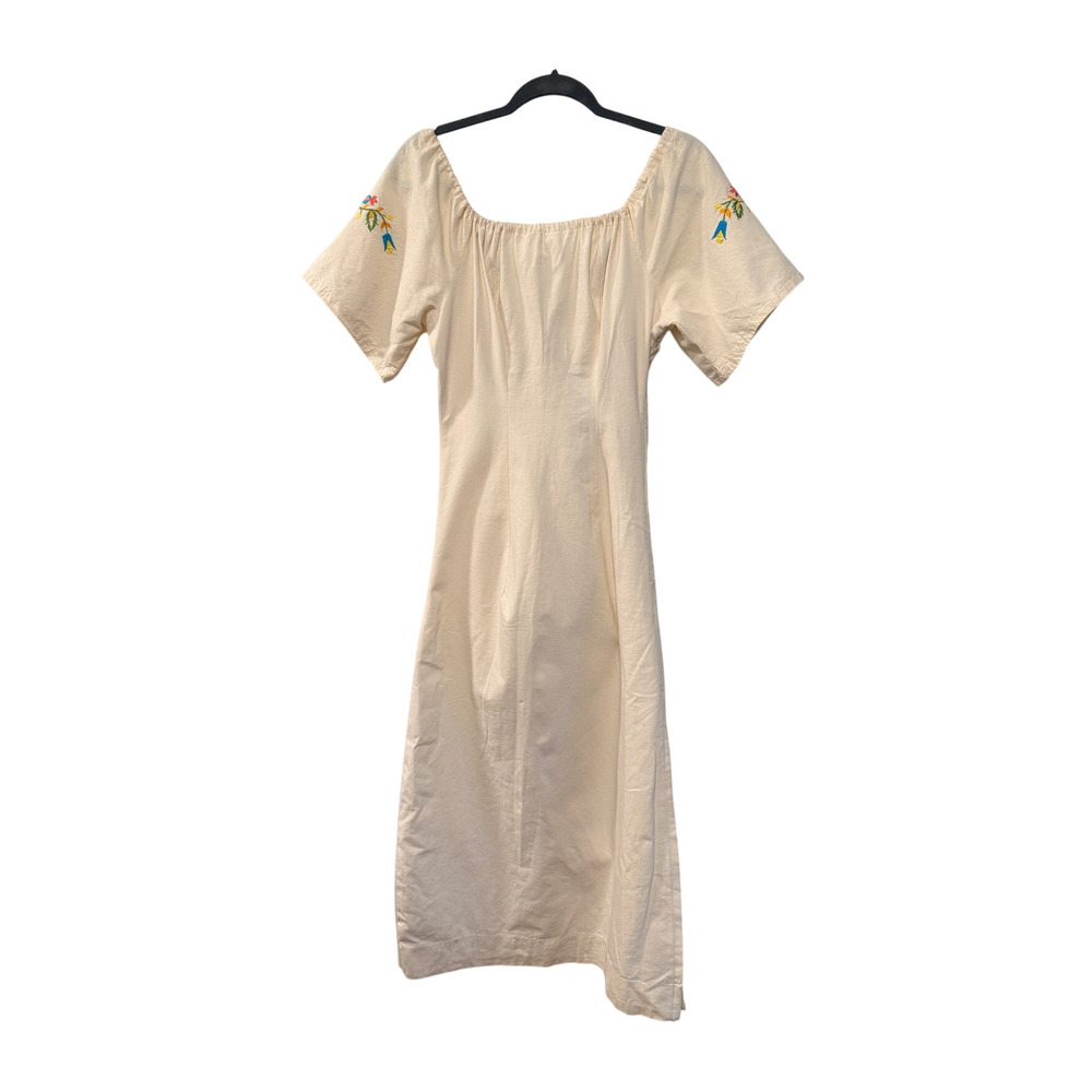 Vintage Mary Vi BARBADOS Floral Embroidered Maxi Dress Mexico Folk Cotton MINT M - Picture 4 of 15